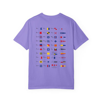 Nautical Signal Flag T-Shirt | Maritime Alphabet Graphic Tee | International Code Flags Shirt | Sailing Yacht Gift | Selected Crew Apparel