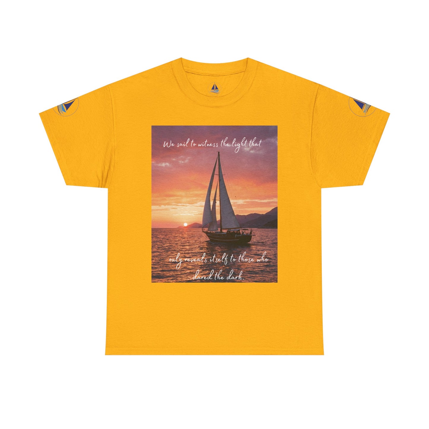 True Sailor Sunset T-Shirt "The Witness of Light" — Sailboat Sunset Graphic Tee with "True Sailor" Back