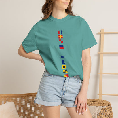 Nautical Signal Flag T-Shirt | Maritime Alphabet Graphic Tee | International Code Flags Shirt | Sailing Yacht Gift | Selected Crew Apparel