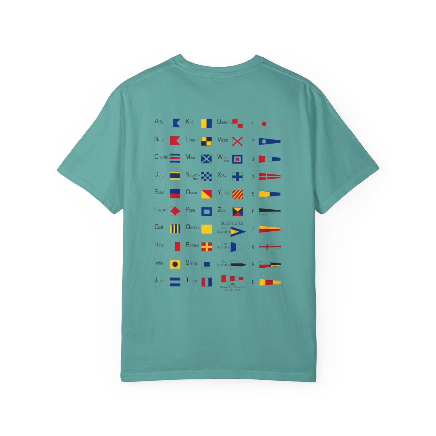 Nautical Signal Flag T-Shirt | Maritime Alphabet Graphic Tee | International Code Flags Shirt | Sailing Yacht Gift | Selected Crew Apparel