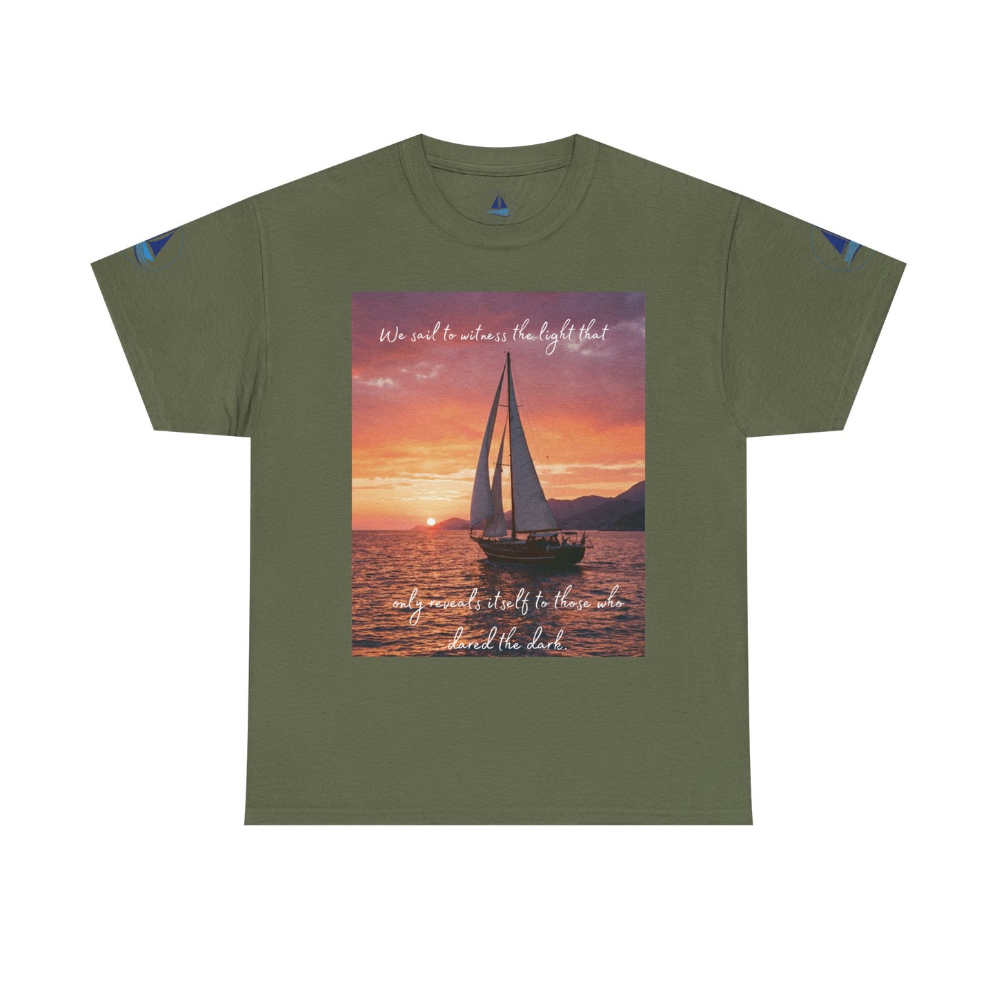 True Sailor Sunset T-Shirt "The Witness of Light" — Sailboat Sunset Graphic Tee with "True Sailor" Back