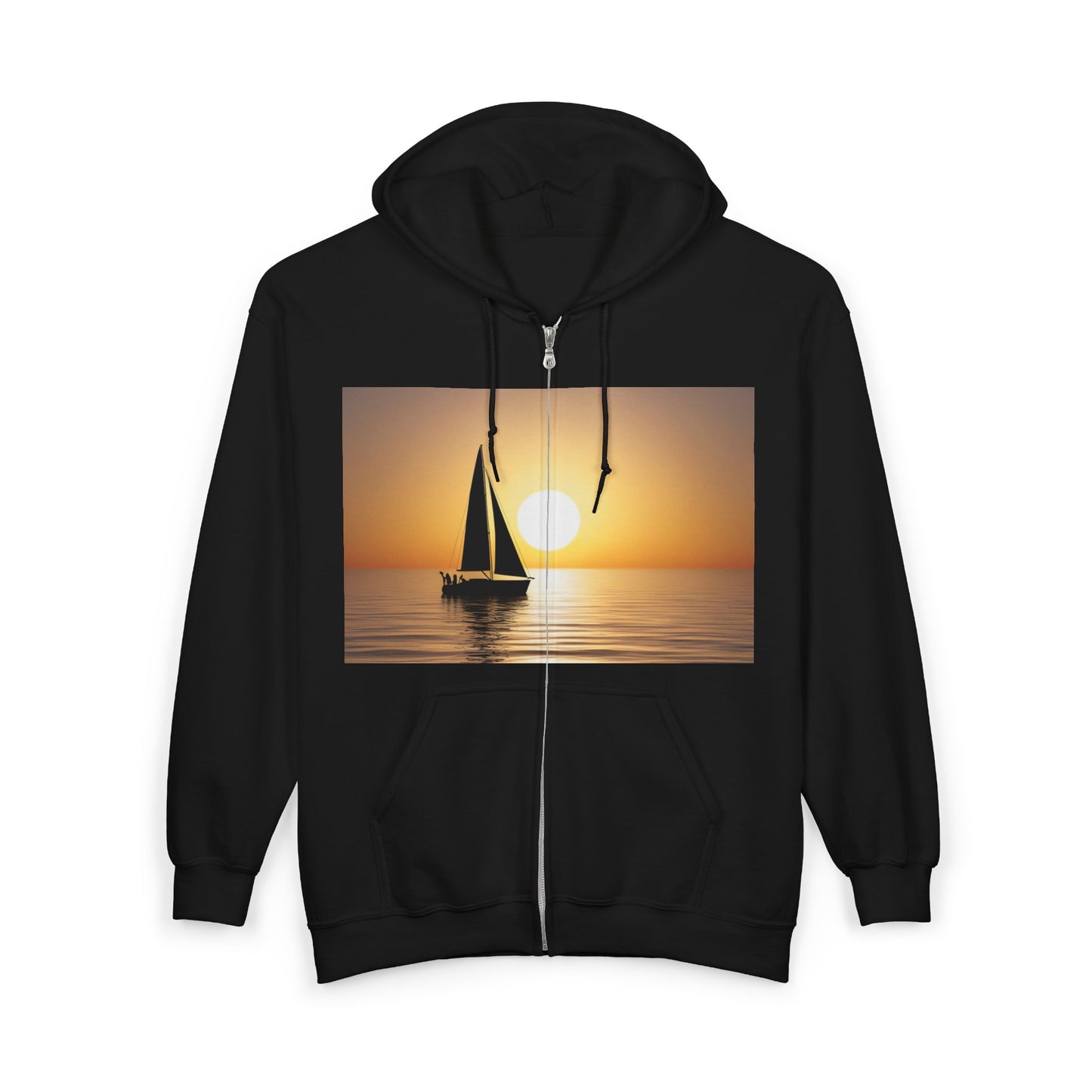 Sailboat Sunset Zip Hoodie — 'True Sailor' Nautical Sailing Jacket