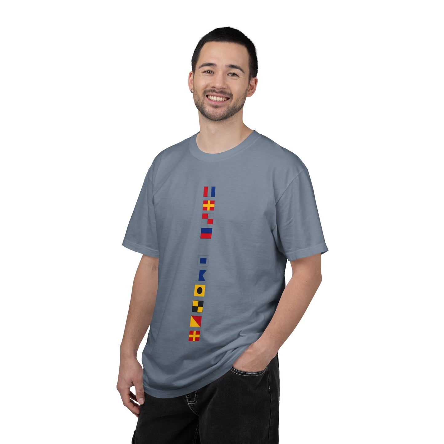 Nautical Signal Flag T-Shirt | Maritime Alphabet Graphic Tee | International Code Flags Shirt | Sailing Yacht Gift | Selected Crew Apparel